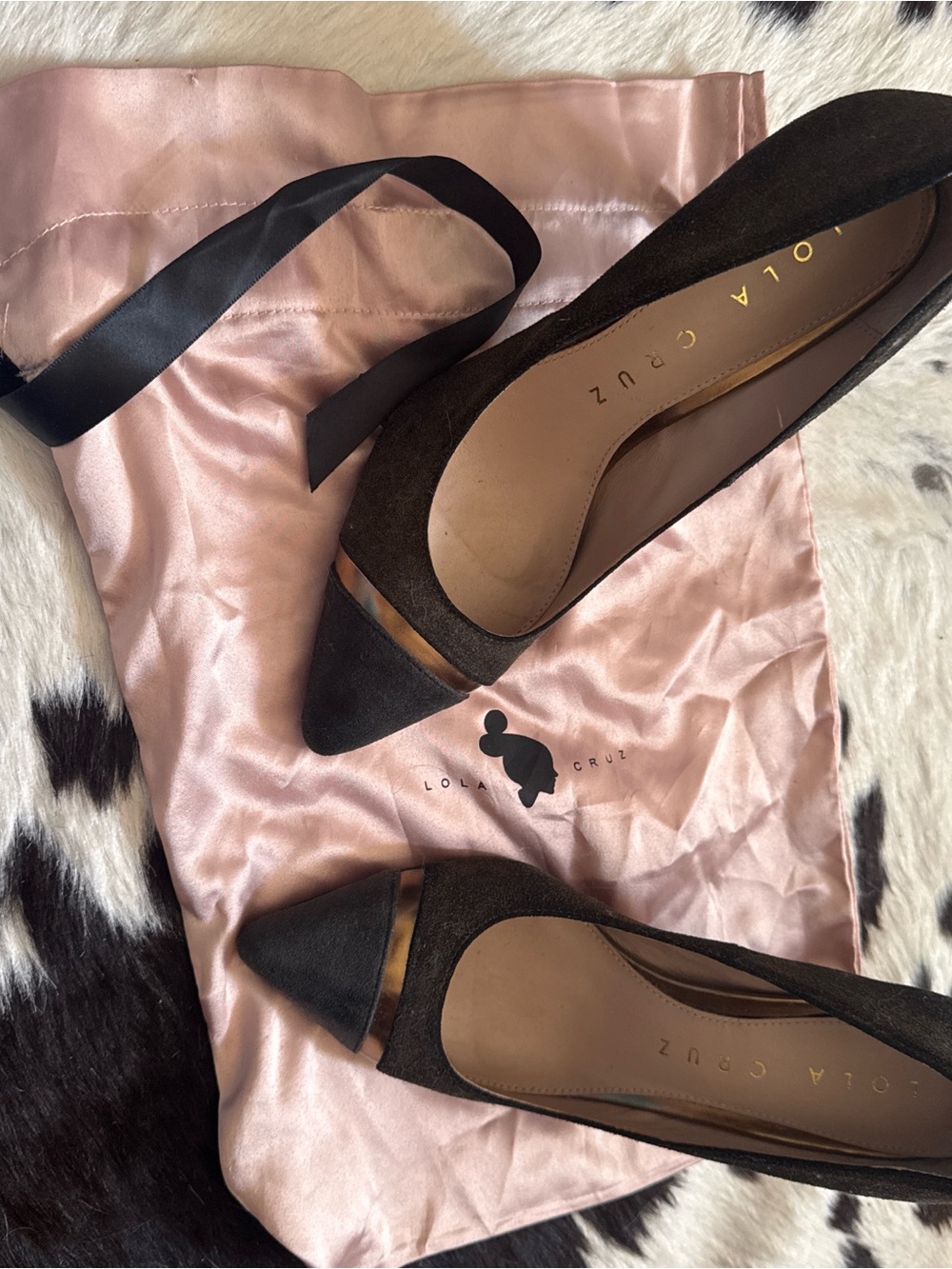 Lola Cruz Black Pointed-Toe Ballet Flats with Sheer Accent